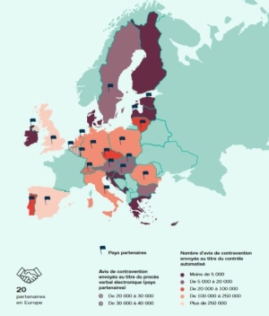 Infographie sur les 20 pays partenaires en Europe de l'ANTAI en 2020